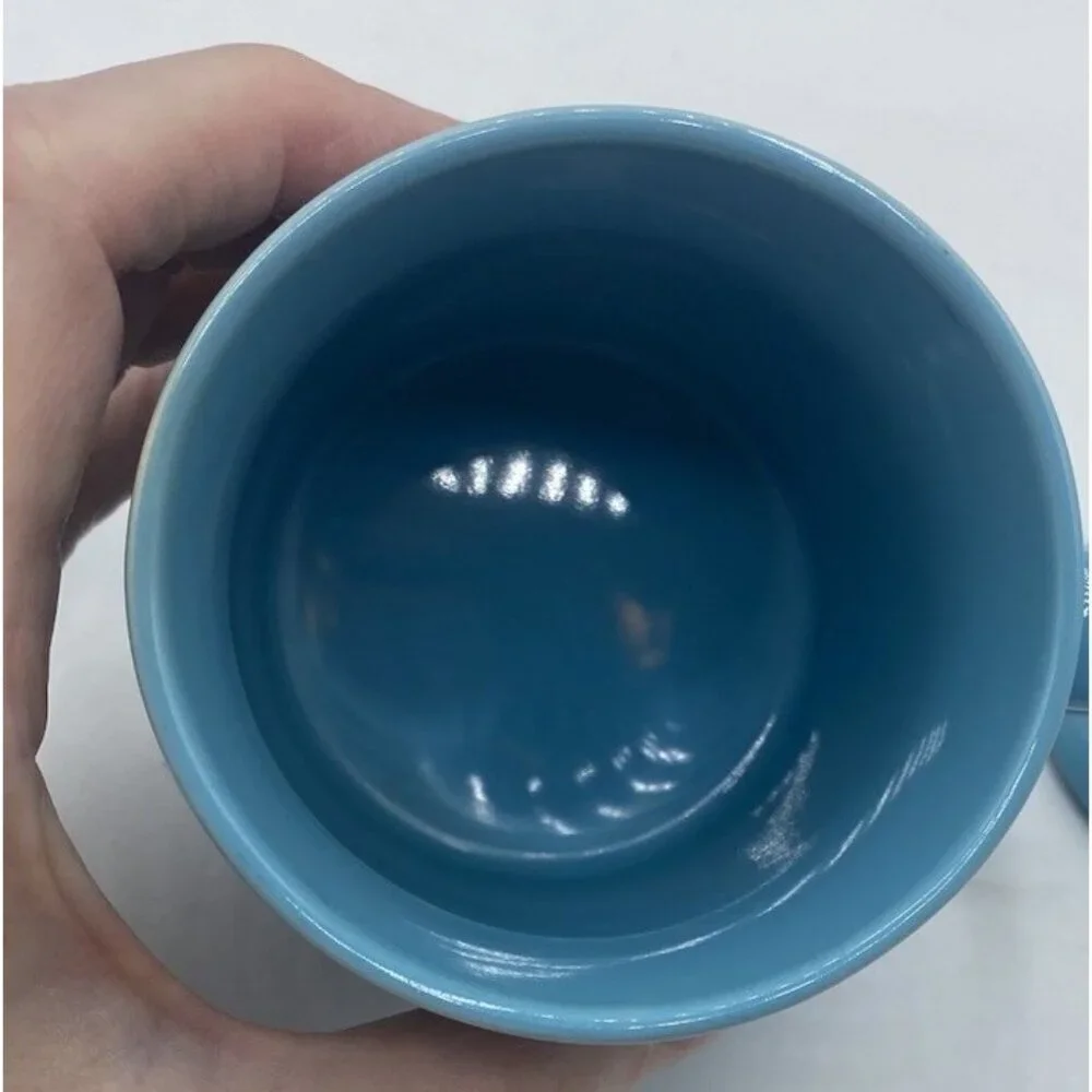 OmniWare Coffee Tea Mug With Lid Teapot Shaped Dish Blue Turquoise Minimalist